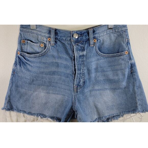 Free People Jean Shorts Women’s Size 26 Button Fly Raw Hem Punk Biker Rock - Picture 2 of 7